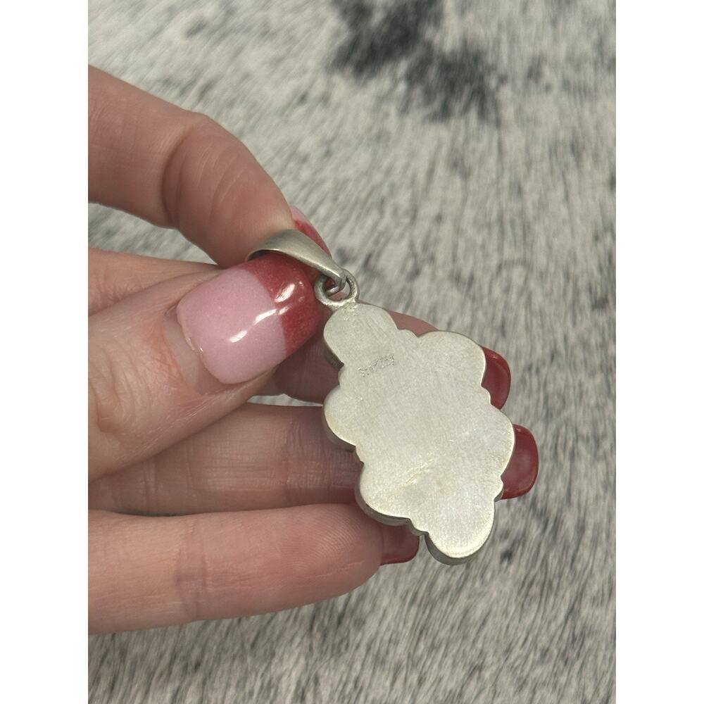 Sterling Silver 2” Blue Ridge Turquoise Multistone Cluster Pendant 6 Stone 925 - Picture 5 of 10